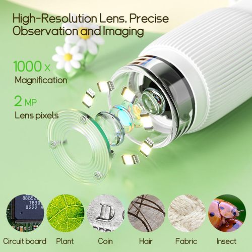 Portable LED Light Source Mini Pocket Microscope Optical Handheld Student Experimental Science Tool with Magnifying Glass