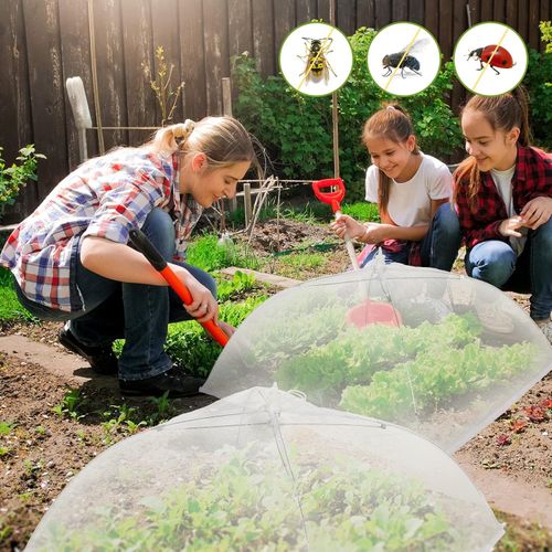 Mesh plant cover for fruits and flowers protective tent, foldable umbrella with insect and mosquito net.
