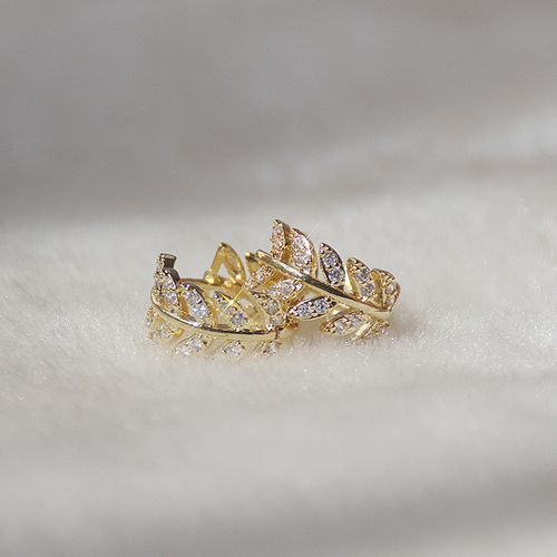 Hot Sale Exquisite Leaves Circle Hoop Earrings for Women Zircon Shiny Rhinestone Earring Wedding Birthday Jewelry Gifts