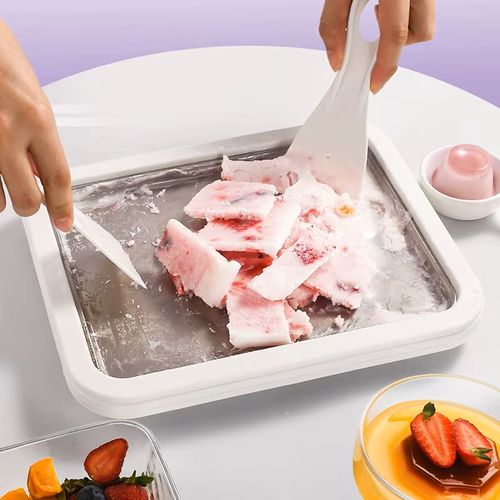 Instant Ice Cream Maker Pan and Scraper With Material of Food Grade Stainless Steel Cold Sweet Fried Food Plate