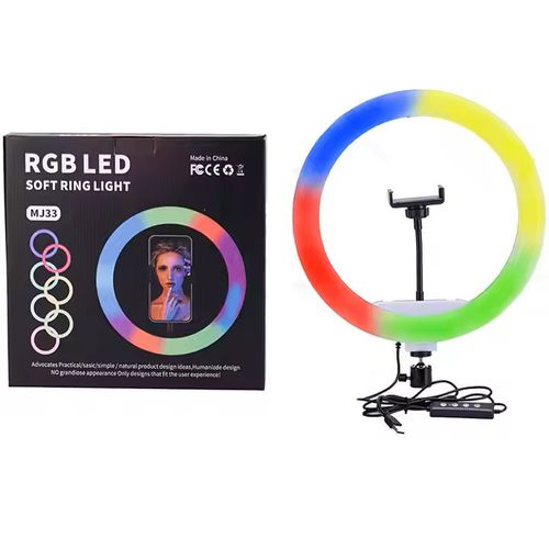 Ring Light with Tripod Stand & Phone Holder - 10 inch Selfie LED Ring light Dimmable Desktop Lamp 19 Colors RGB Tall Circle Light for Camera Makeup Video YouTube Live Streaming Zoom Meeting