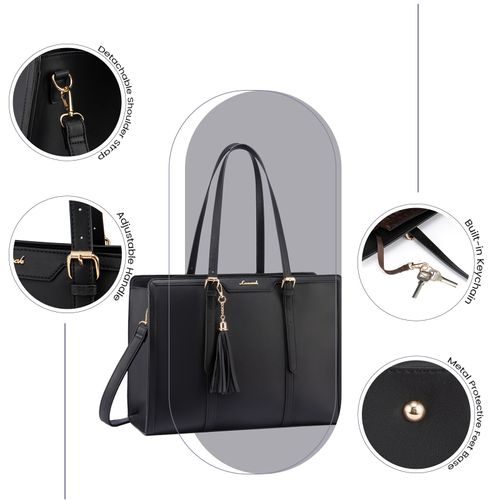 Large Capacity Stylish Women Shoulder Bags Business Travel 15.6 17in Laptop Tote Bag With 2pcs Handbags Set