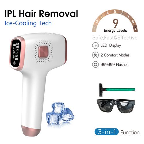 Portable 3-in-1 IPL Hair Removal Machine for Home Use Mini Painless with Ice Cooling Features Skin Rejuvenation