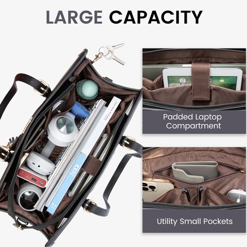 Large Capacity Stylish Women Shoulder Bags Business Travel 15.6 17in Laptop Tote Bag With 2pcs Handbags Set