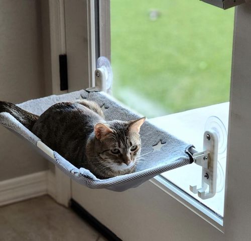 Cordless Indoor Cat Window Perch Cat Hammock Large 4 Suction Cups & Solid Metal Frame Foldable Cat Seat Window Beds