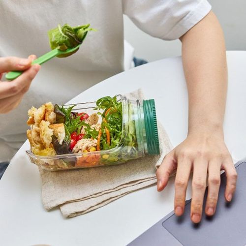 Salad Pod Vertical Layering Salad Pod Built Plastics Bottles Fresh-keeping Container Openable Lid Food Storage Jar