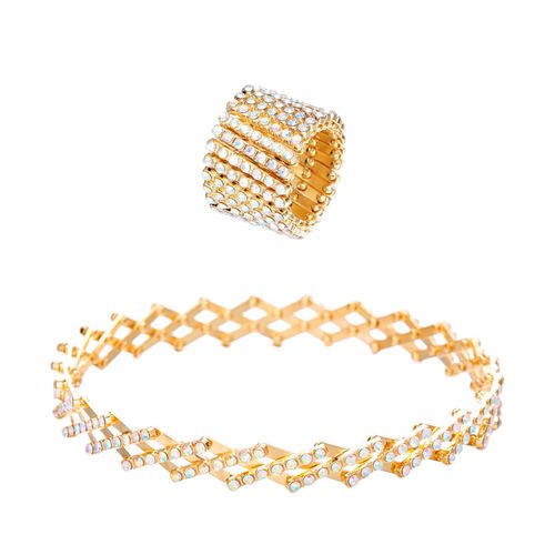 Magic ring with seven rows of diamonds, telescopic ring that can be worn as a bracelet, a versatile transformable ring