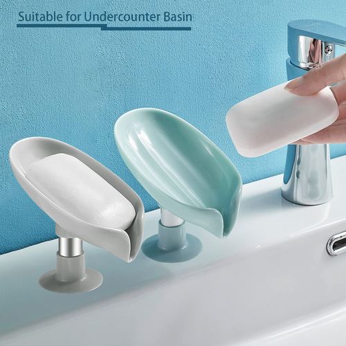 Leaf Shape Soap Holder Vertical Suction Cup Soap Holders Elegant Plastic Drain Soap Holder