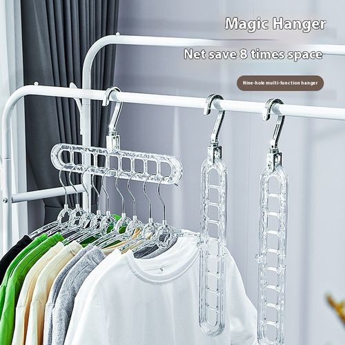 Space Saving Magic Nine-hole Hangers Multi-function Vertical and Horizontal Rotating Thick Hanging Clothes Pants Storage Closet