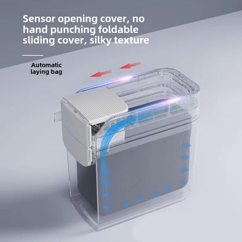 Automatic Home Trash Can Smart Sensor Touchless Sliding Lid Narrow Gap Electric Adsorption Bag for Living Room Plastic Steel