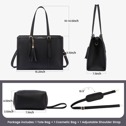 Large Capacity Stylish Women Shoulder Bags Business Travel 15.6 17in Laptop Tote Bag With 2pcs Handbags Set
