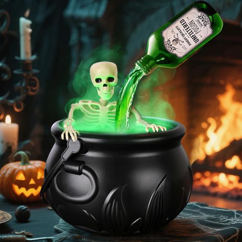 Halloween Decorations Indoor - Cauldron Halloween Decor with Magic Floating Potion Bottles and Diffuser