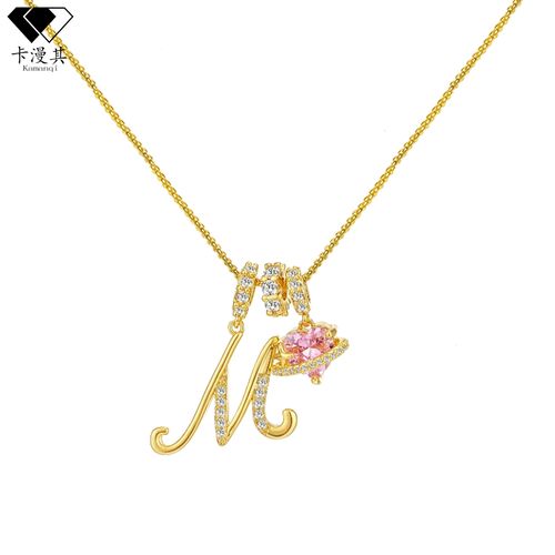 High-End Luxury Gold Plated Dopamine English Letter Necklace for Girls Hot-Selling Jewelry Figaro pendant style necklaces