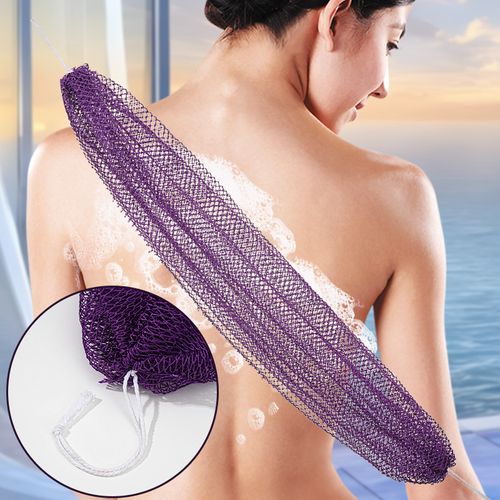 Exfoliating Sponge with Knots Afro Back Scrub Net for Body Exfoliator Long Nylon Belt Shape-Colors are shipped randomly