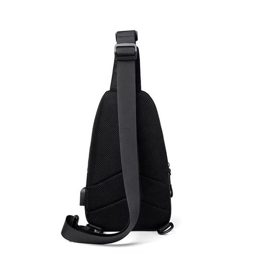 Men's PU Chest Bag With USB Large Capacity Single Shoulder Bag Crossbody Fashionable Simple Outdoor Design Bag
