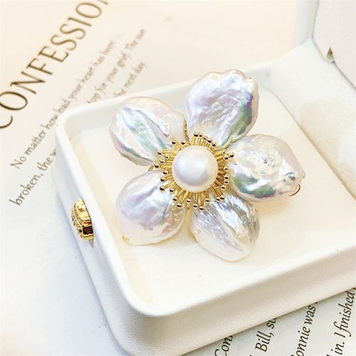 Luxury Baroque Natural Pearl Brooch Luxury Women Baroque Big Brooches Pearl Flower Brooch