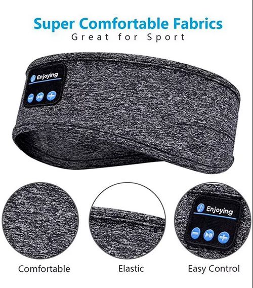 V5.2 Sports Headband & Sleep Headphones Music Bandana with HD Thin Speaker for Side Sleepers, Travel, Meditation, Yoga