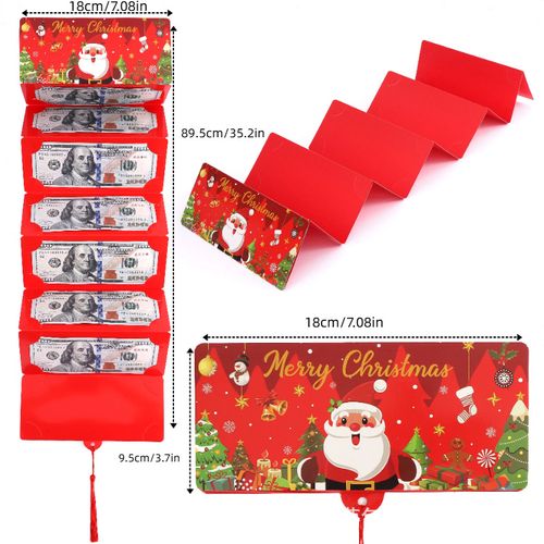 Red Santa Claus Dollar 10 Card Slot Red Envelope for Christmas Day Children's Christmas Gift