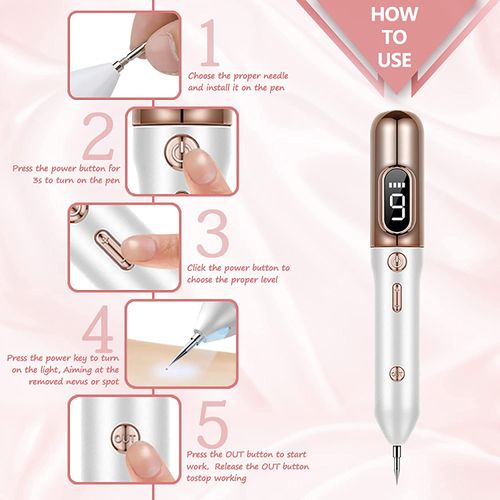 Professional Mole Removal Beauty Pen with 9 Strength Levels for Face and Body for Removal of Warts Nevus Moles with LCD Display
