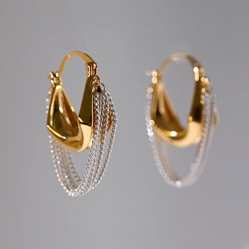 2025 Trendy Bag Earrings Handbag Chain Tassel Earrings 18K Gold Plated Earrings Hoop Jewelry for Women Girls