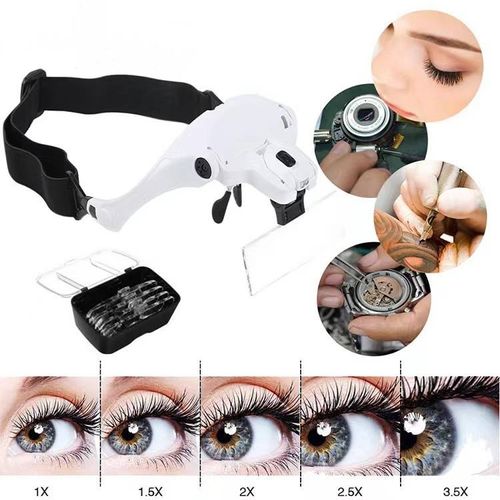 Head mounted five fold dual LED light reading micro carving beauty embroidery magnifying glass magnifying glass