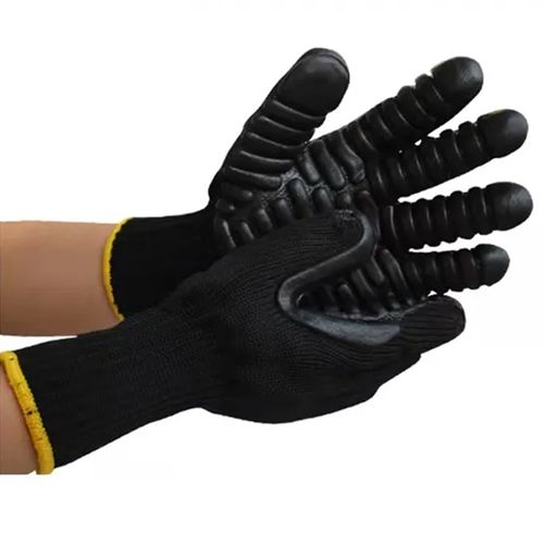 Vibration Resistant Gloves for Impact Protection High Impact Black Latex Coating for Construction Work Gloves
