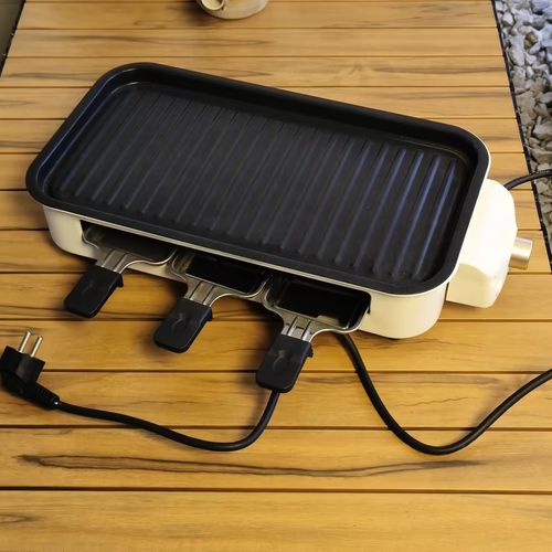 3-in-1 Electric Grill Pan for Indoor RV Cooking Smokeless Easy-Clean Carbon Steel Surface Detachable Plate for Household Use