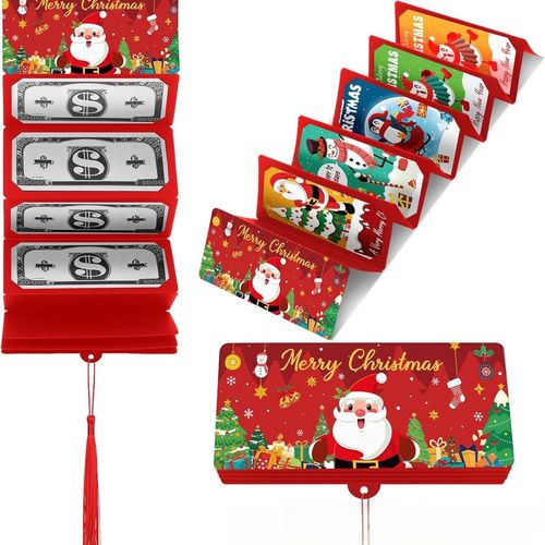 Red Santa Claus Dollar 10 Card Slot Red Envelope for Christmas Day Children's Christmas Gift