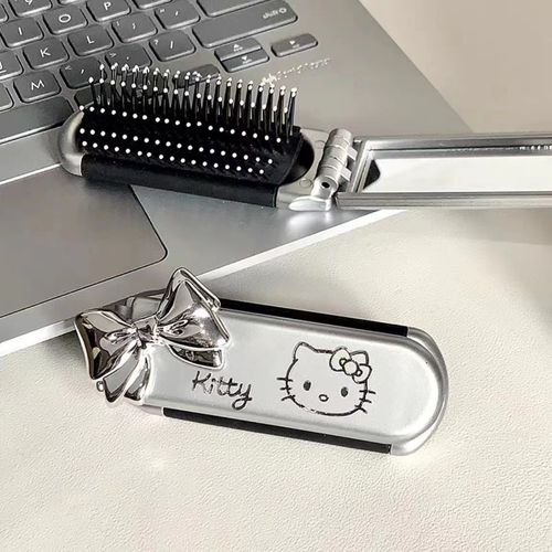 HELLO KITTY Portable Folding Clamshell Airbag Comb  Portable Cosmetic Mirror Dual-purpose All-in-one Mirror Comb