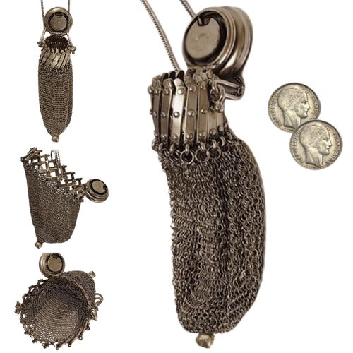 Handmade English Coin Purse Small Metal Chain Coin Purse Wallet Change Pouch for Women Men