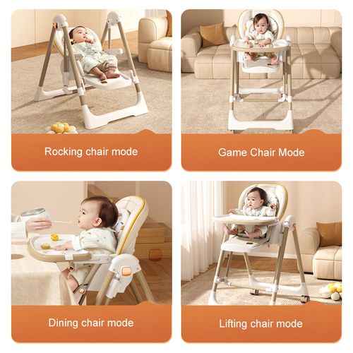Multifunction Baby Dining Eating Chair Height Adjustable Baby Swing Rocking Chair Foldable Luxurious Baby Feeding High Chair