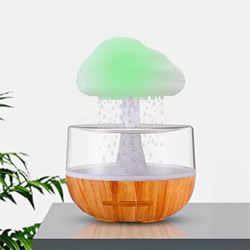 White Noise Humidifier with Rainbow Mushroom Cloud Raindrops USB-Powered Aromatherapy Sleep Night Light for Home and Hotels