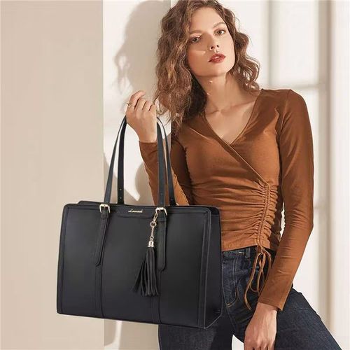Large Capacity Stylish Women Shoulder Bags Business Travel 15.6 17in Laptop Tote Bag With 2pcs Handbags Set