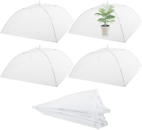 Mesh plant cover for fruits and flowers protective tent, foldable umbrella with insect and mosquito net.