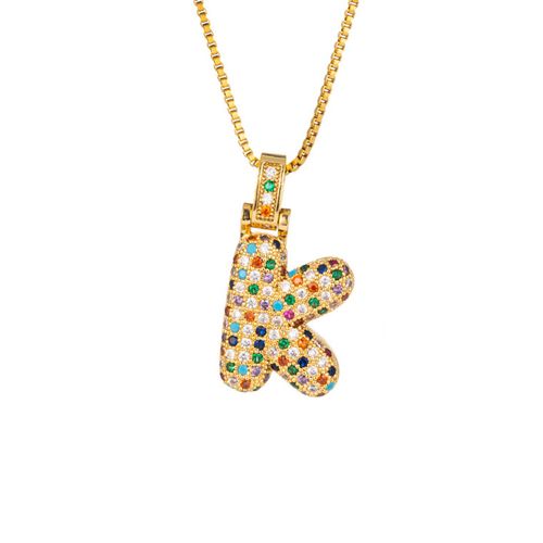 Copper inlaid luxury letter K necklace