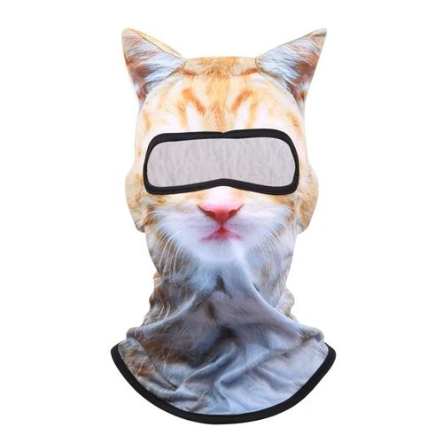 Motorcycle sunscreen breathable cap： 3D Cat Face Shiest Ski Balaclava Style Hood Face Cover Mask with Ears for Music Festivals Outdoor Activities