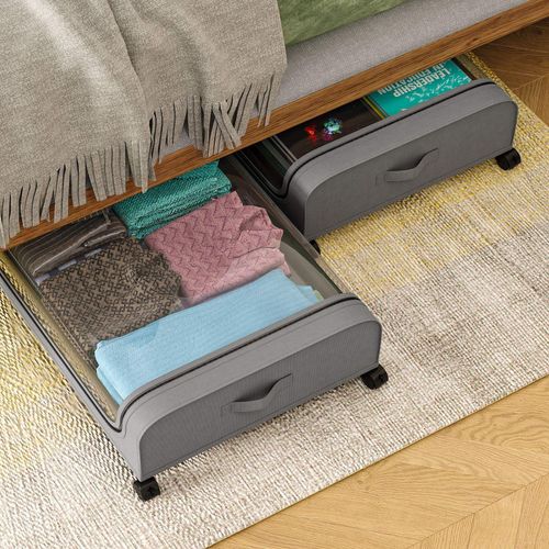 Large Under Bed Shoe Storage Organizer with Wheels Under Bed Storage Container Under Bed Storage Bins Drawer Organizer for Cloth