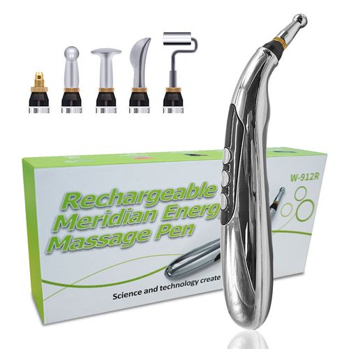 Newest 5 in 1 Acupuncture Pen LED Display USB Rechargeable Meridian Energy Pen with 5 Massage Heads