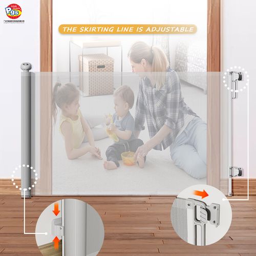 Extra-wide Metal Safety Mesh Retractable Gate for Baby dogs pets  Suitable for Indoor and Outdoor