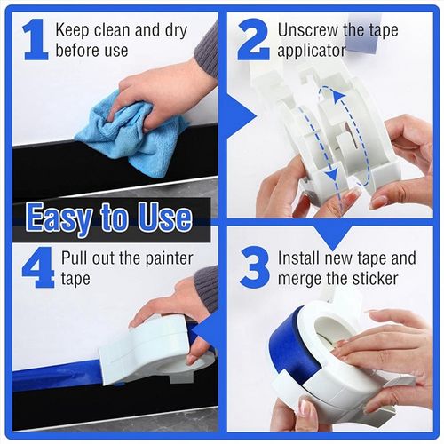 Masking Paint Tape Applicator Portable Masking Paint Tape Dispenser Cutter Tightly Seals Tape Onto Various Surfaces  （ Comes with two volumes of blue stickers）