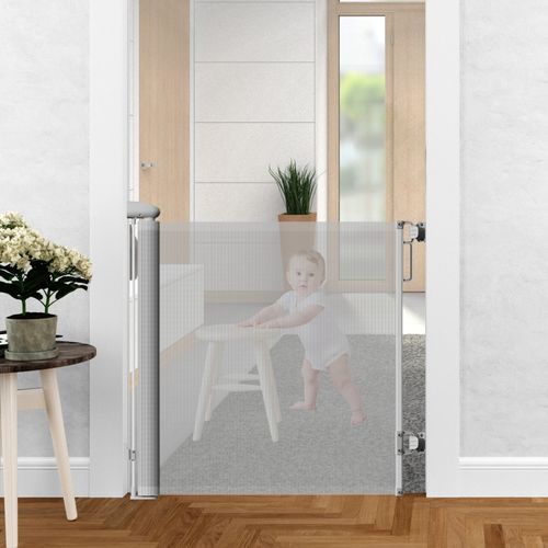 Extra-wide Metal Safety Mesh Retractable Gate for Baby dogs pets  Suitable for Indoor and Outdoor