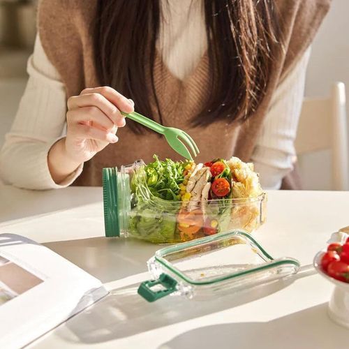 Salad Pod Vertical Layering Salad Pod Built Plastics Bottles Fresh-keeping Container Openable Lid Food Storage Jar