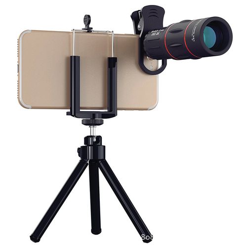 Outdoor 18x25 HD phone lens, used for concert shooting, comes with a 28x external telescope, a phone clip, and a phone stand.