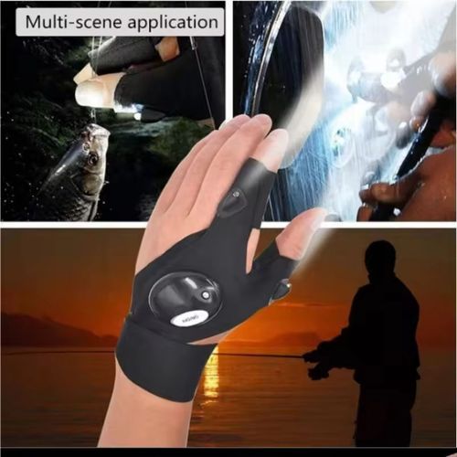 LED Night Light Waterproof Fishing Gloves Fingerless Gloves Fish Work Night Outdoor Sports Portable Flexible Finger Light