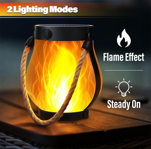 Solar Jute Flame Light USB Rechargeable Outdoor Courtyard Home Decoration Light Multi-Functional Waterproof Hanging Lamp