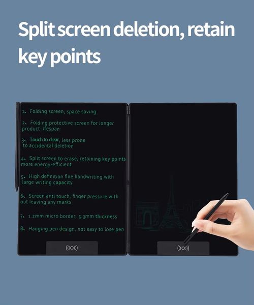 Large Screen Writing Pad 14.3 Inch Dual Full-Screen Foldable LCD Digital Writing Pad Drawing Board LCD WritingTablet