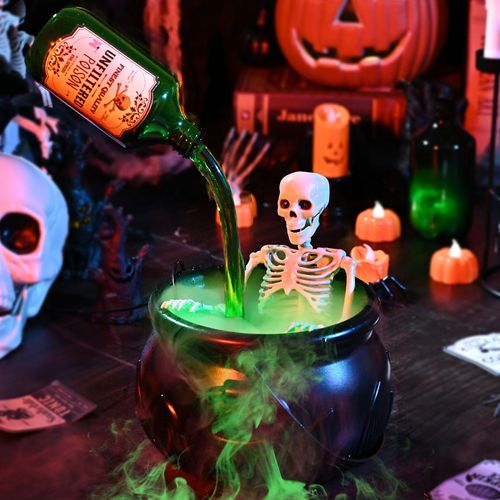 Halloween Decorations Indoor - Cauldron Halloween Decor with Magic Floating Potion Bottles and Diffuser