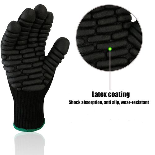 Vibration Resistant Gloves for Impact Protection High Impact Black Latex Coating for Construction Work Gloves