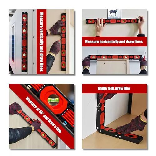 Foldable Level Accurate 5 Sections Multi Function Magnetic Folding Level Measuring Tool Multi Angle for Home Improvement