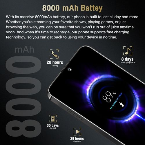 Smartphone 16+1TB Android 7.3-inch large screen black model